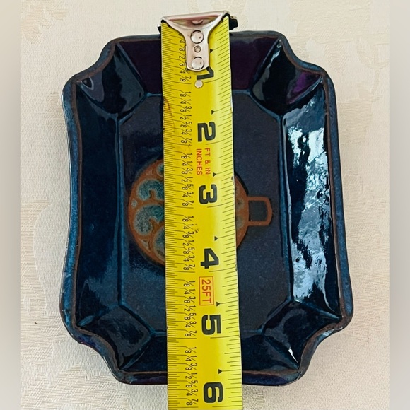 AppalachianSigned Studio Pottery Handmade Cobalt Blue Stoneware Trinket Tray - Picture 9 of 9